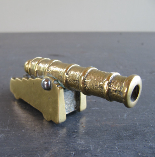 Small vintage brass cannon - small,