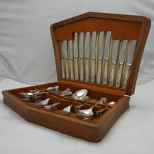KINGS Pattern Smith Seymour Sheffield Silver Service 56 Piece Canteen of Cutlery