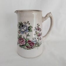 Vintage antique Britannia Pottery pink blue flower ceramic jug vase 6"