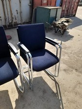 4 X Blue  Cantilever Chairs Stacking Meeting Boardroom Seating & Chrome