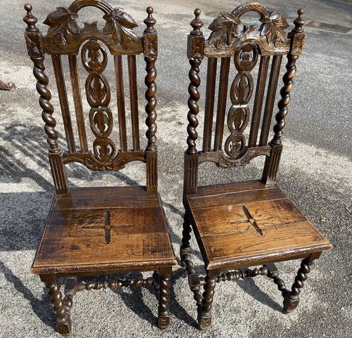 Pair jacobean style oak - of,