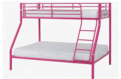Pink metal frame bunk - pink, bed