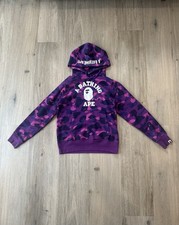 A Bathing Ape Bape Purple Camo Print Pullover Hoodie Size Small S Authentic