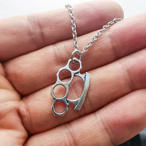 Silver knuckle duster - silver, pendant
