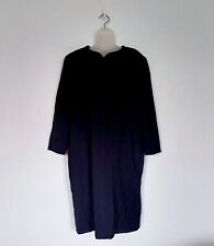 Jaeger Dress Size 14 Ladies Navy Wool Vintage Shift Midi Notch Neckline Work