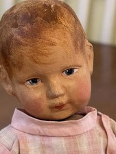 9 1-2” Antique BING Art Doll Painted Cloth Child Doll Painted Head Very Good Con