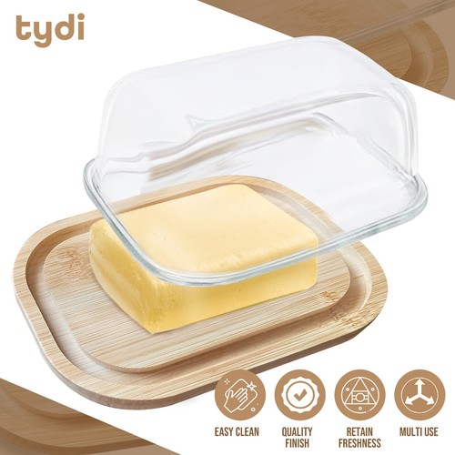 Clear glass butter dish - clear,