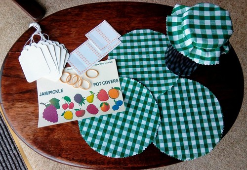 Green gingham fabric jam jar - gingham',