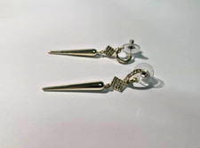 STELLA & DOT Signed Dangle Earrings with CZs