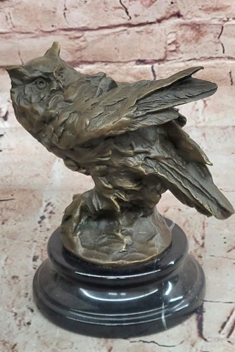 Bronze owl bust sculpture - owl, –