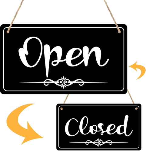 Double sided open closed sign - sided,