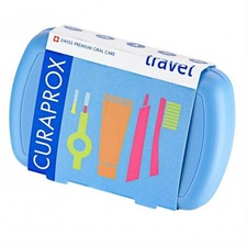 CURAPROX TRAVEL SET Blue Toothbrush Toothpaste Interdental Brush Mint