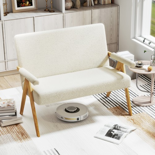 Comfy upholstered sherpa couch - upholstered,