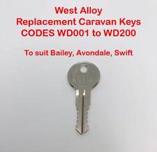 2 x West Alloy Replacement Caravan Keys WD001 to WD200 (Bailey, Avondale, Swift)