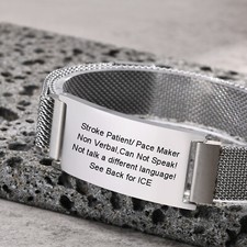 Medical Alert Bracelet Personalised Customised Engraving Stainless Steel ID Name