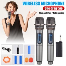2x Wireless Microphone Professional Handheld Mic System + Receiver Karaoke