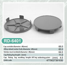 ALLOY WHEEL CENTRE DECAL CAPS 65mm / 68mm UNIVERSAL GREY AUDI FORD BMW SEAT