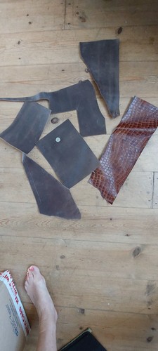 Brown leather offcuts - offcuts, scrap