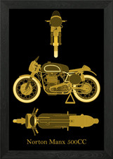 Norton Manx 500CC gold Framed