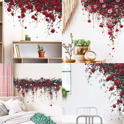 Red rose flowers vine wall - red,