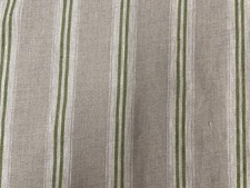 French Vintage Linen Fabric Stripe Green Curtain Blind Upholstery