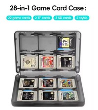 28-in-1 Game Cartridge Case for Nintendo DS/2DS/3DS games – Compact, Transparent