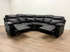Paolo Leather Manual Recliner Corner Sofa – Black (RRP £1630)