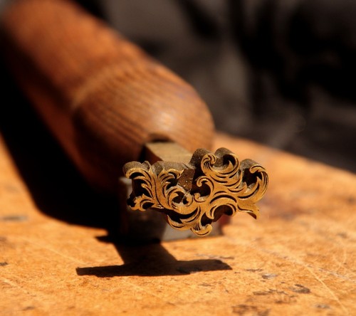Brass bookbinder stamp hand - brass,