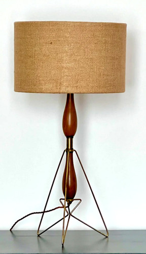 Mid century brass table lamp - table,