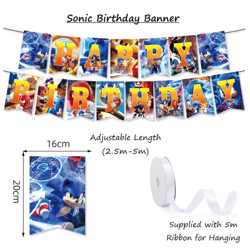 Sonic birthday banner balloons - sonic,