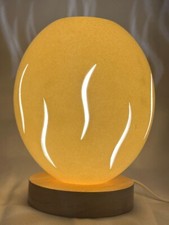 Patterned Hand carved Ostrich Egg Light -Multicolour/White LED, tealight Lamp