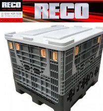 6 x USED LARGE COLLAPSIBLE PLASTIC PALLET BOX  WITH LIDS  1000x1200x975mm MAGNUM