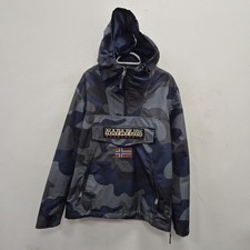 Napapijri Summer Anorak Taped Seams 1/4 Zip Camouflage Jacket Hooded Size Large