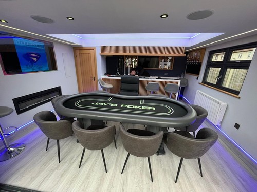 Full leather grey poker table - full,