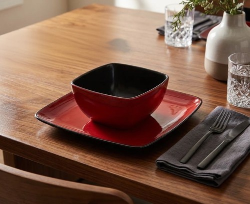 2pc red black shade square - red,