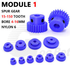 Nylon Mod 1 Spur Gear 15-150 Tooth with Step Pinion Motor Gears Bore 4-16mm Blue