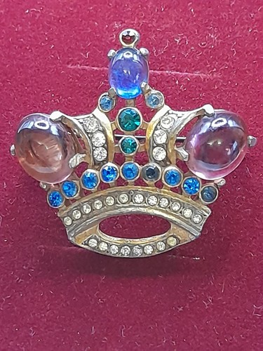 Vintage gem set crown brooch - vintage,