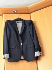 Preloved Zara Navy Smart Puff Shoulder Blazer Size L / Uk 12 (Fitted)