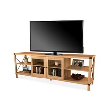 MMT 180cm Oak TV Stand Cabinet – Rustic Farmhouse Style TV Unit with Glass Door