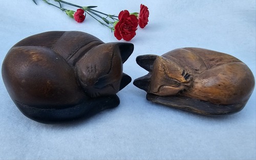 Hand carved wooden cat - carved,