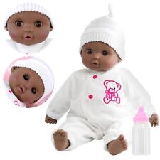 16" Black Baby Doll Soft New-born Ethnic Dark Skin Open & Close Eyes BiBi Doll