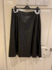 BNWOT Black Faux Leather Skirt By “Santander.” Size 14,  Waist 34”,  Length 29”.