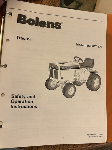 Bolens 1666 17hp tractor - bolens, mower
