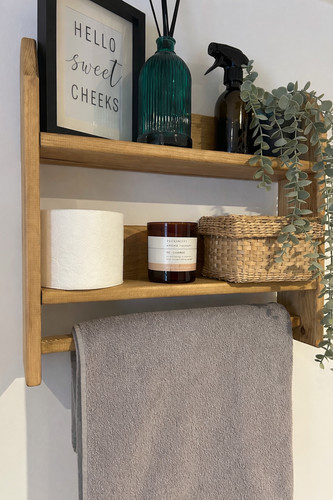 Handmade wooden bathroom shelf - wooden,