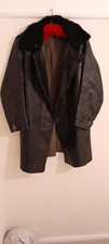 Vintage WW2 Swedish Army Officers  halfbelt Black Horsehide leather trench coat