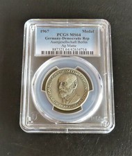 East Germany  "Carl Freiherr Auer", silver medal 1967 - PCGS MS64