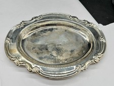 VINTAGE SILVER PLATED OVAL SERVING TRAY ORNATE RIM BANQUET PLATTER
