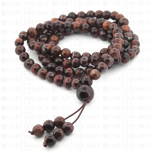 Red tigers eye 108 mala - tigers,
