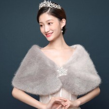 Women Bride Faux Fur Shawl