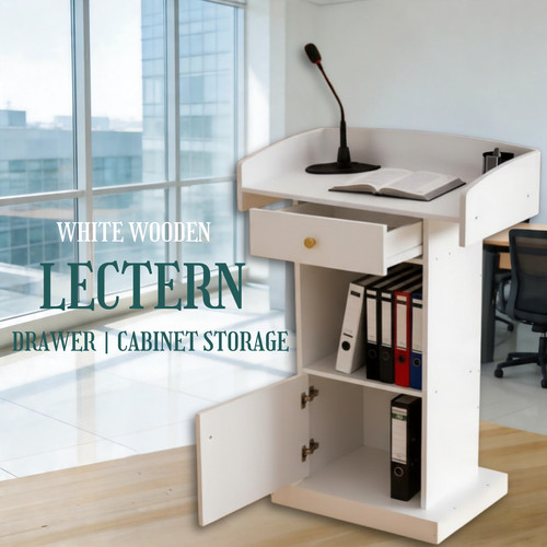 White wooden lectern - white, floor
